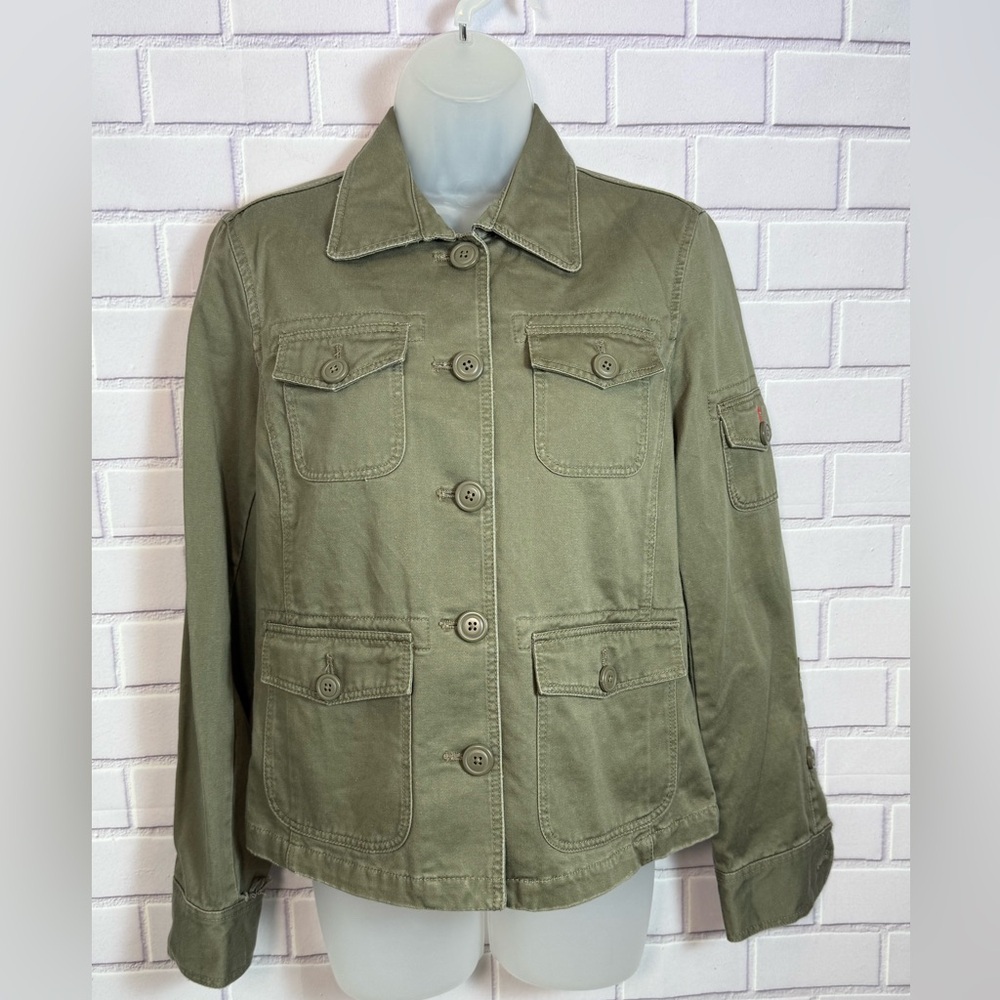 J. Crew Olive Green Utility Jacket Size Small 100% Cotton - Picture 3 of 12